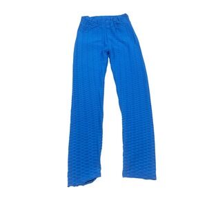 Womens Blue Textured Scrunch Butt Leggings Honeycomb High Waist 2XL Fits Medium
